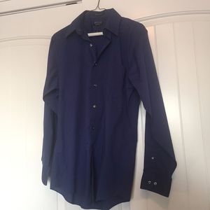 Men's Dark Blue Button Down wrinkle free fitted